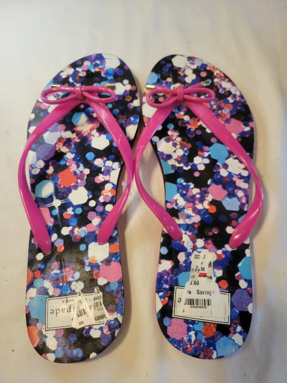 Kate Spade New York Confetti Bow Flip Flops Pink Women's 9-10 - Picture 3 of 6